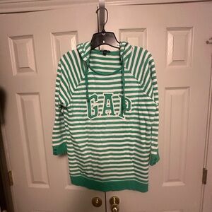 GAP Green and White Striped Hoodie size L
